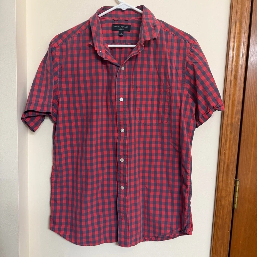 Banana Republic Red and Black Plaid Shirt